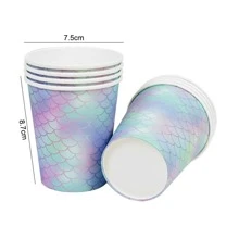 45入組美人魚派對一次性餐具套裝帶紙杯,餐巾紙,生日派對橫幅,寶寶派對裝飾用品 - 彩色 - 查看 3