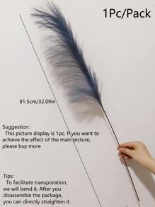 1Pc Artificial Pampas Reed Blue Fake Pampas Reed Flower Plastic Artificial Plant Simulation Reed For Floor Vase Floral Arrangement Filler Home Bohemian Wedding Party Decoration - Dusty Blue - View 3