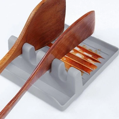 1 Giá treo tường đa năng đựng đồ dùng nhà bếp, có miếng lót thìa, đũa và giá đỡ nắp nồi, nhà bếp, quà tặng Giáng sinh