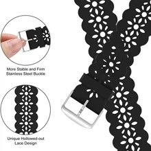 1入組中性時尚雕刻圖案空心矽膠錶帶（20 毫米、22 毫米）相容於三星/華為/華米智慧手錶（三星Galaxy Watch4 44 毫米/40 毫米/5 Pro、華為Watch Gt2 Pro/2e、galaxy Watch Active 2、Gear S3、Amazfit Gts/ 2/2e/gts2 迷你/gtr 42mm/47mm/gtr2/2e、Stratos 2/3) - 黑色 - 查看 4