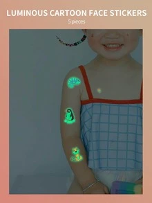 Chicos Chicas Niños Tatuajes falsos 5 luminoso de colores varios tipos dibujos animados lindo animales para con - Multicolor - Ver 3