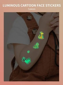Chicos Chicas Niños Tatuajes falsos 5 luminoso de colores varios tipos dibujos animados lindo animales para con - Multicolor - Ver 5