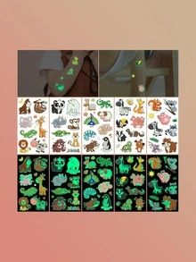 Chicos Chicas Niños Tatuajes falsos 5 luminoso de colores varios tipos dibujos animados lindo animales para con - Multicolor - Ver 6