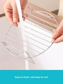 1入組不銹鋼雙層架帶圓形造型和方形腳和4串燒適用於空氣炸鍋,電動油炸鍋和 - 銀色 - 查看 5