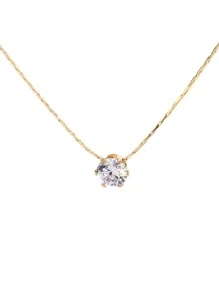 1入組歐美風格獨特設計金色6爪水鑽吊墜項鍊適合女士,不銹鋼鎖鎖骨鏈條,理想適用於日常穿著和約會派對 - 金黃色 - 查看 6