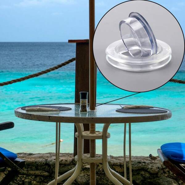 1pc PVC Patio Table Umbrella Hole Ring Plug And Cap Set, Clear Plastic