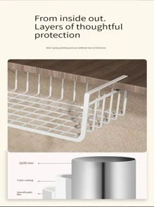 1入白色中型懸掛籃,鐵製廚房架,懸掛香料籃子,不需打眼洞的衣櫃整理收納架,適用於廚房/書桌/衣櫥 - 白色 - 查看 8