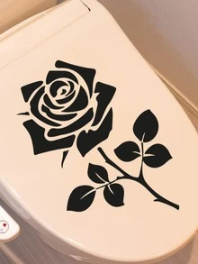 1pc Cute Creative Toilet Sticker Removable PVC Self-adhesive Wall Decal Toilet Reminder - Black - View 6