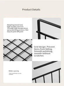 1個黑色中型掛籃,鐵製廚房收納架,不需鑽孔的掛式香料籃,適用於廚房、辦公桌、衣櫥等掛式收納架。 - 黑色 - 查看 5