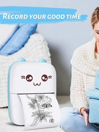 1入迷你袖珍打印機，可攜帶式熱敏打印機，適用於Android或IOS應用程序，無墨水打印機，適用於家庭、辦公室、研究、工作清單打印，是兒童、朋友等送禮的好選擇