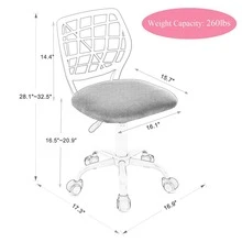 HOMEFUN Kids Desk Chair Ergonomic Swivel Armless Study Chair Cute Computer Office Bedroom Mesh Chair with Adjustable Height for Boys Girls Teens - Hồng - Xem 7