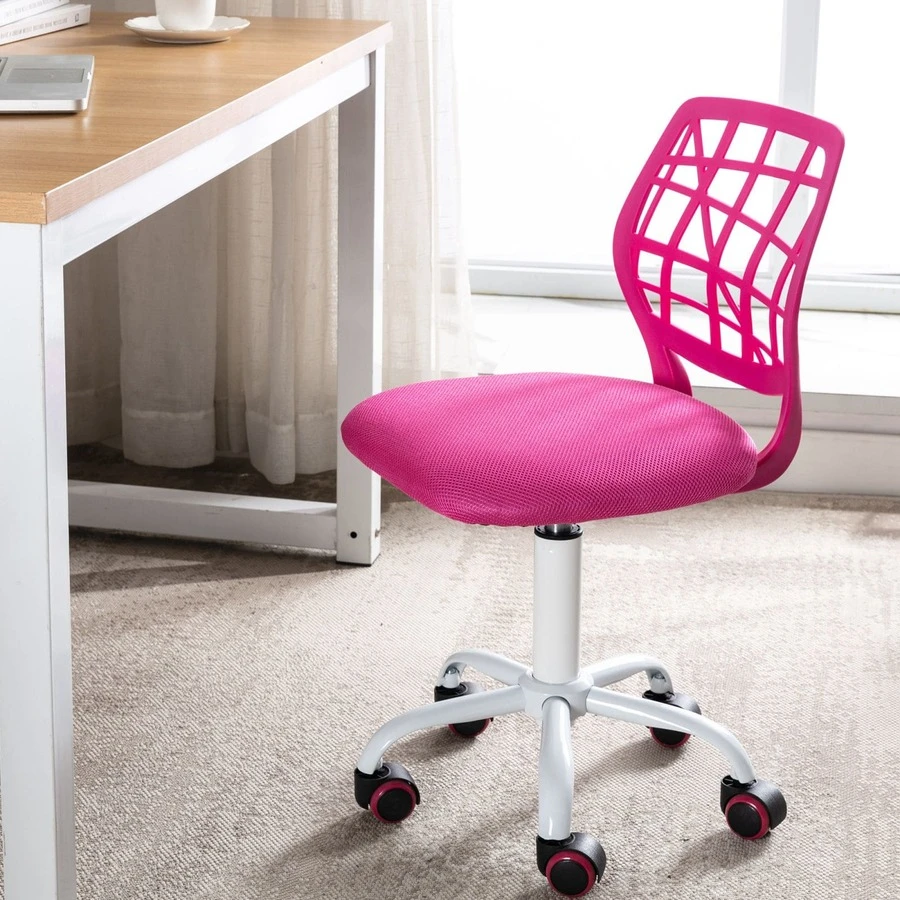 HOMEFUN Kids Desk Chair Ergonomic Swivel Armless Study Chair Cute Computer Office Bedroom Mesh Chair with Adjustable Height for Boys Girls Teens - Hồng - Xem 1