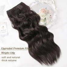 Phần Mở Rộng Tóc 20 Inch Kẹp Trong Phần Mở Rộng Tóc Với Dây Vô Hình Có Thể Điều Chỉnh Kích Thước Sóng Dài Phần Mở Rộng Tóc Với 4 Kẹp An Toàn dành Cho Nữ - Dark Brown - Xem 2