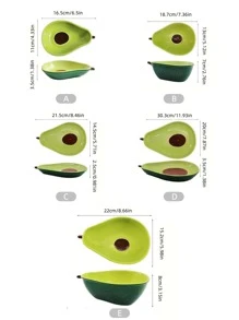 1 pieza Conjunto de vajilla cerámica, tazón con forma de aguacate lindo para ensalada de frutas y desayuno, útiles escolares, regalo de Navidad - Verde militar - Ver 2