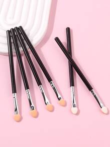 6支/套海绵眼影刷，双头设计，干湿两用，多功能海绵棒，可用于眼影晕染、美甲镜粉、化妆、眉刷、眼影刷、螺旋刷等。 - 黑色 - 查看 5