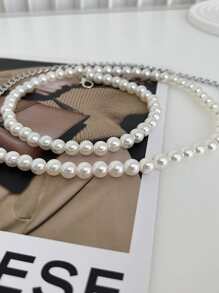 1枚女士白珍珠腰帶,適合搭配裙子、外套裝飾,時尚可愛,多功能,非常適合日常外出和玩耍