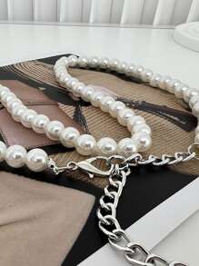 1枚女士白珍珠腰帶,適合搭配裙子、外套裝飾,時尚可愛,多功能,非常適合日常外出和玩耍