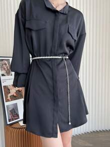 1枚女士白珍珠腰帶,適合搭配裙子、外套裝飾,時尚可愛,多功能,非常適合日常外出和玩耍