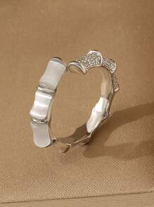 1 chiếc nhẫn dự tiệc có thể điều chỉnh kích thước dành cho nữ, đính đá Cubic Zirconia, quà tặng trang sức cao cấp. - Bạc - Xem 1