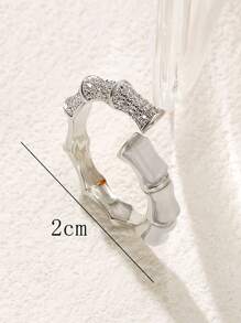 1 chiếc nhẫn dự tiệc có thể điều chỉnh kích thước dành cho nữ, đính đá Cubic Zirconia, quà tặng trang sức cao cấp. - Bạc - Xem 5