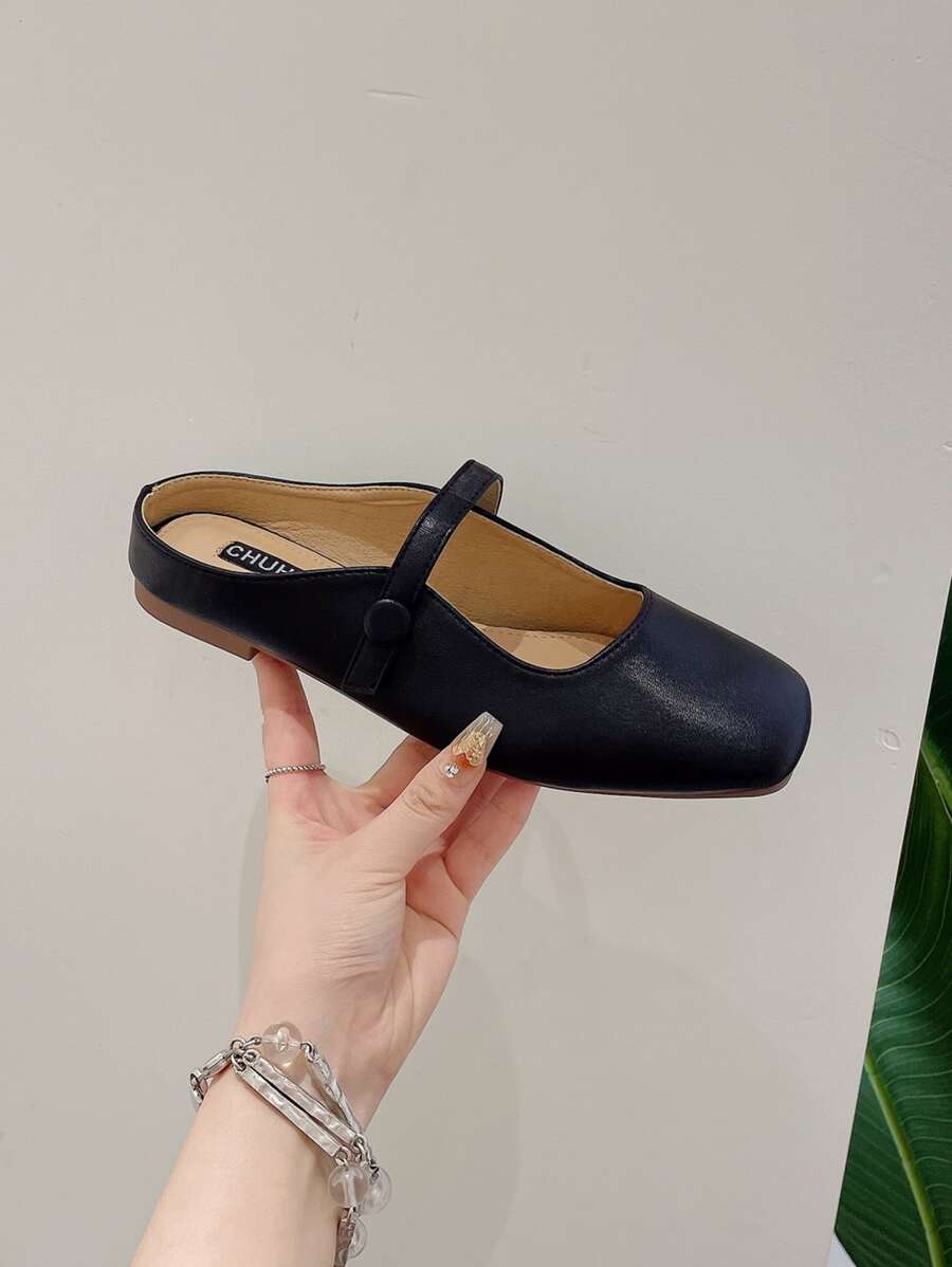 Dép đế mềm kiểu Mary Jane có quai mắt cá chân dành cho phụ nữ ngoại cỡ, size 41-43 EUR - màu đen - Xem 1