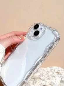 1 pieza Funda de teléfono transparente con borde curvo y ondulado 3D compatible con iPhone/Galaxy/Redmi/Oppo