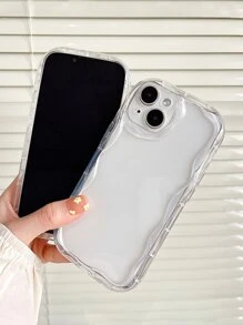 1 pieza Funda de teléfono transparente con borde curvo y ondulado 3D compatible con iPhone/Galaxy/Redmi/Oppo