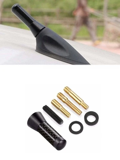 Nyhet Kolfiber Skruv Metall Kort Kort och tjock Antenn Bil Styling Tak Antenn Förbättrad Signal För Bil Tillbehör