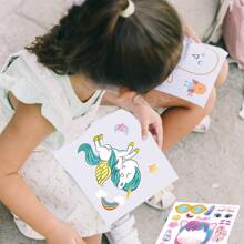 12入組孩童專用貼紙，包含6款不同的獨角獸設計，適用於孩童生日派對小禮物 - 彩色 - 查看 4