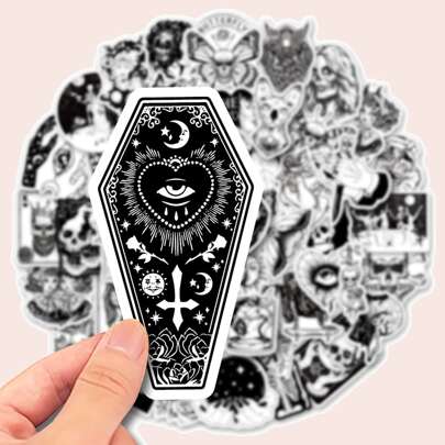 50pcs Gothic Magic Graffiti Stickers For Decorating Mobile Phones, Laptops, Suitcases And Notebooks