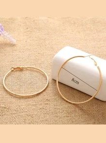 2 Pairs 80mm Large Stainless Steel Round Hoop Earrings For Women And Girls, 3.15 Inch Minimalist Earrings - Yellow Gold - View 7