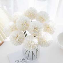 1入組/5入組/10入組人造球，菊花，刺繡球花束，家居花瓶裝飾，餐廳，臥室，插花，婚禮，新娘手花，手腕花，胸花DIY工具，生日派對用品，情人節禮物和新年禮物 - 白色 - 查看 1