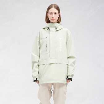 新款綠色中性滑雪夾克,防風和防水女性/男性單板滑雪外套