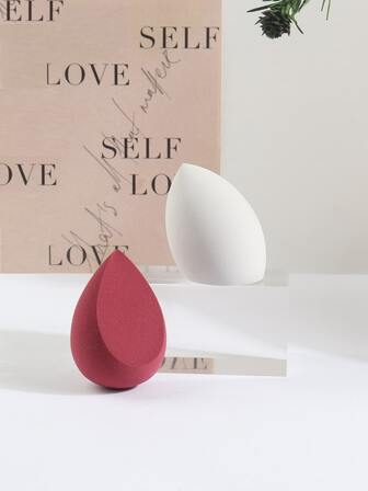 灰色和红色水滴形化妆海绵套装，2个柔软双用途化妆粉扑，粉底液专用化妆粉扑，价格实惠，适合作为圣诞礼物、化妆品、化妆工具、平价好物、礼物、女士礼物、圣诞礼物