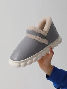 Zapatillas de mujeres con suave textura , diseñado para otoño con invierno casa usar , impermeable con adecuado para exterior desgaste - Gris - Ver 3