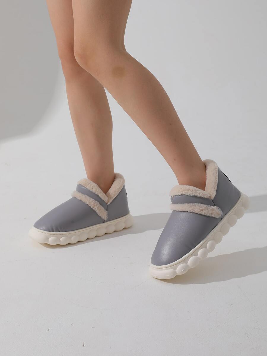 Zapatillas de mujeres con suave textura , diseñado para otoño con invierno casa usar , impermeable con adecuado para exterior desgaste - Gris - Ver 1