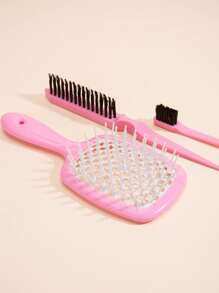 WANMEI 3pcs Hair Styling Brush Set, Including Volumizing Brush, Tail Comb And Edge Brush, Suitable For Brushing Hairline And Nape, Can Easily Comb, Untangle And Smooth Frizzy Hair. - Multicolor - View 5