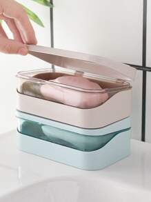 1 件蓝色 Pp 肥皂盒肥皂盒家用，奢华风格双层排水孔创意浴室旅行肥皂容器家居浴室装饰夏季返校 - 藍色 - 查看 2