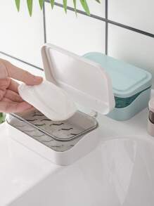 1 件蓝色 Pp 肥皂盒肥皂盒家用，奢华风格双层排水孔创意浴室旅行肥皂容器家居浴室装饰夏季返校 - 藍色 - 查看 3