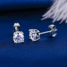 MDFUN 18K白金镀层网球手链耳环套装，3毫米圆形立方氧化锆网球手链和6毫米立方氧化锆耳环套装，男女皆宜 - 白色 - 查看 9