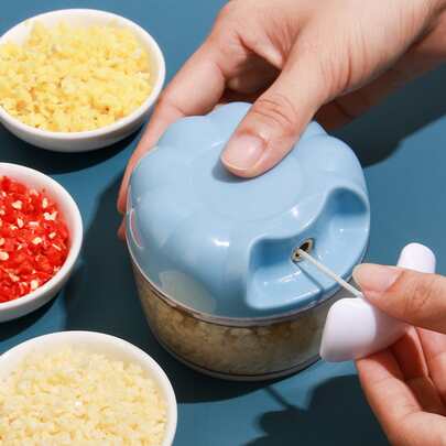 1pc Manual Food Processor, Vegetable Chopper, Garlic Mincer, Handheld Small Food Processor, Vegetable Chopper, Manual Food Processor, Kitchen Tool, Chopper/Blender, Suitable For Onion, Garlic, Ginger, Chili, Fruits, Meats