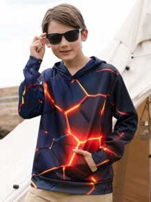 青少年男童休闲运动3D印花卫衣，户外 - 彩色 - 查看 4