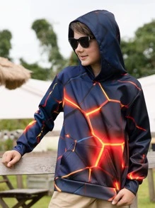 青少年男童休闲运动3D印花卫衣，户外 - 彩色 - 查看 3