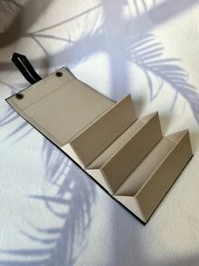 1套 PU 材料可折疊展示盒，帶掛鉤，多功能防塵，可存放 3 副眼鏡 - 黑色 - 查看 5