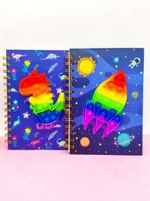 1pc Cute Rocket Pattern Soft Notebook With Toy, Paper Simple Notebook For School & Office - Multicolor - View 9