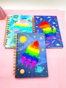 1pc Cute Rocket Pattern Soft Notebook With Toy, Paper Simple Notebook For School & Office - Multicolor - View 7