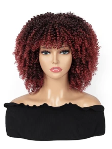 14 Inch Người châu Phi Uốn tóc Sợi tổng hợp Tóc Tóc giả Biến đổi dần Vàng Màu sắc Tóc giả Tóc mái , Không có keo Cần thiết Với Tinh tế bao bì Đối với Mặc hàng ngày Của - Màu Đỏ Sâu - Xem 1