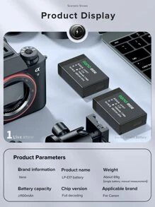 Llano Lp-e17 950mah可充電更換電池,與佳能77d/760d/850d/750d/800d/m6/m3/m5/r8兼容,帶充電器座(2電池+1充電器) - 電池*2+雙充底座 - 查看 7