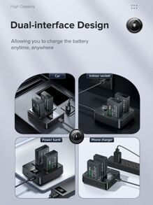 Llano Lp-e17 950mah可充電更換電池,與佳能77d/760d/850d/750d/800d/m6/m3/m5/r8兼容,帶充電器座(2電池+1充電器) - 電池*2+雙充底座 - 查看 5