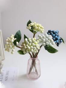 1pc Mini Nhân Tạo Quả Mọng Hoa Quả Giáng Sinh Quả Mọng Giả Và Hoa Xốp Nhỏ Trang Trí Đám Cưới Nhà Bàn Sắp Xếp Cây Trồng, Ngày Valentine, Quà Tặng - Màu xanh Bạc hà - Xem 3